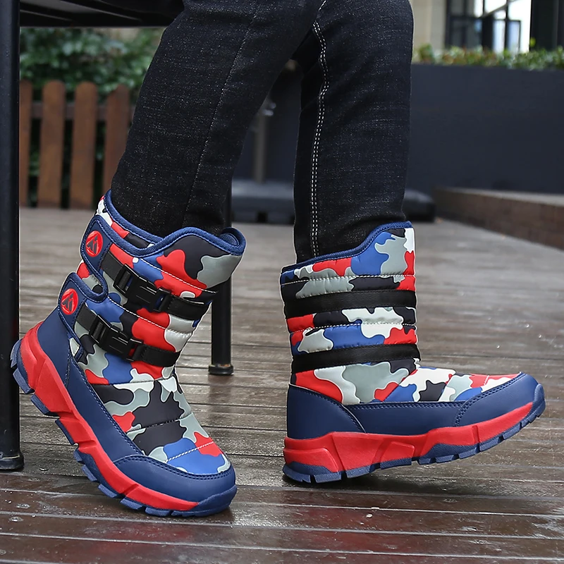 Теплые детские ботинки зимние для девочек меховая хлопковая обувь Детские