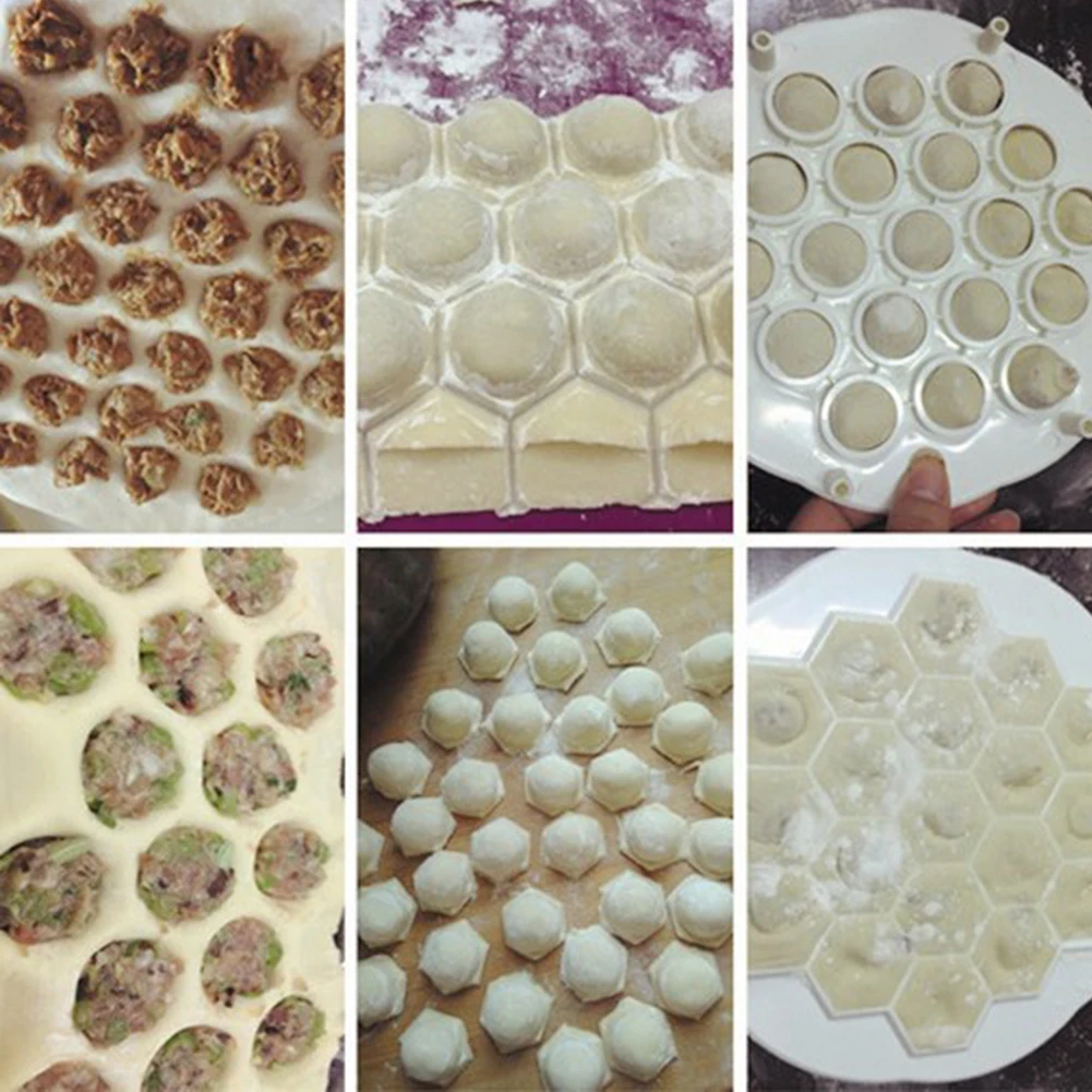 

1Pcs Kitchen Baking Utensil Pastry Tools DIY White Plastic Dumpling Mold Maker Dough Press Dumpling 19 Holes Dumplings Maker