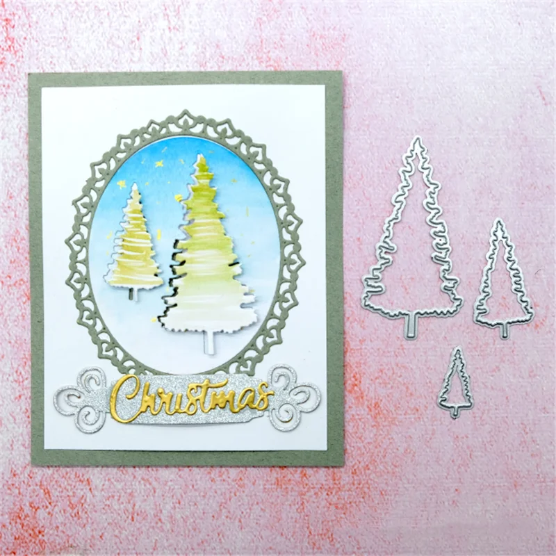 

Kokorosa Christmas Tree Dies for Card Making Merry Christmas Metal Cutting Dies Scrapbooking Craft Dies Stencil Die Cut