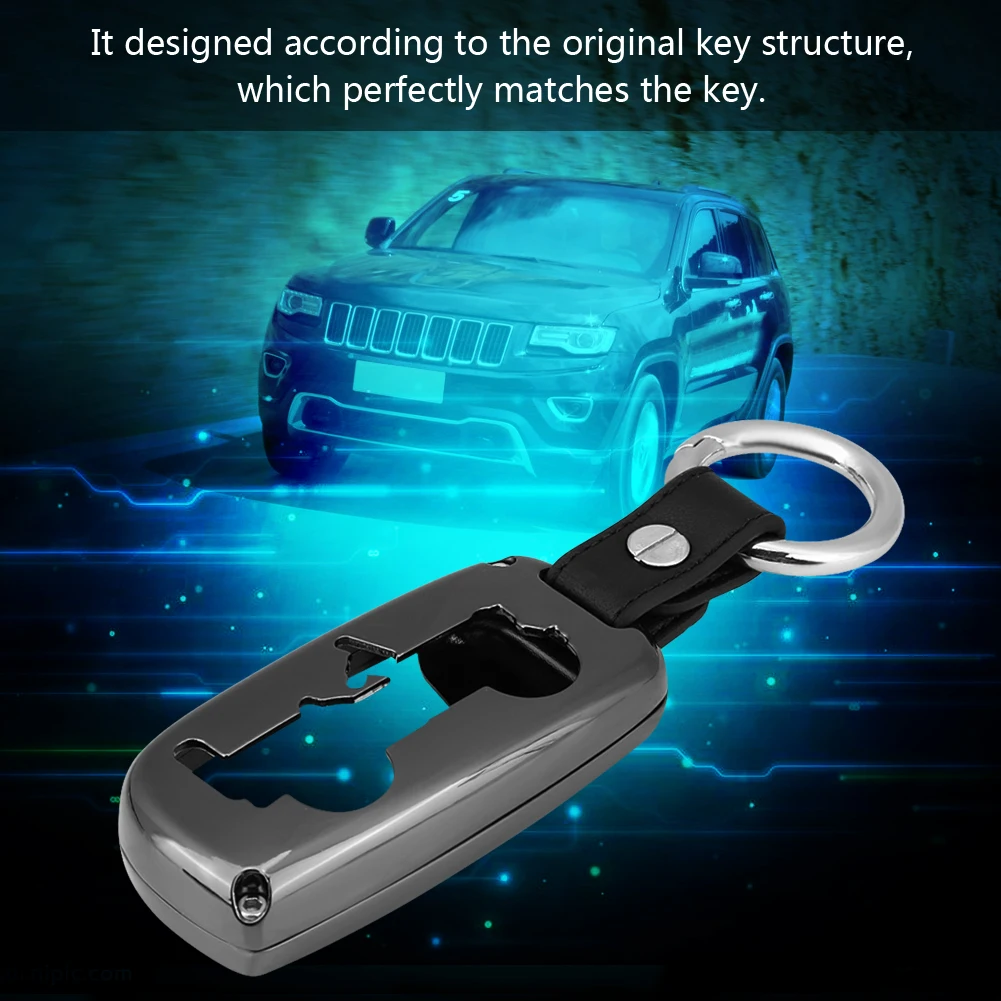 

Car Key Case Cover Shell Holder for Jeep Renegade Grand Cherokee 2014-2015 JCUV BlackKey