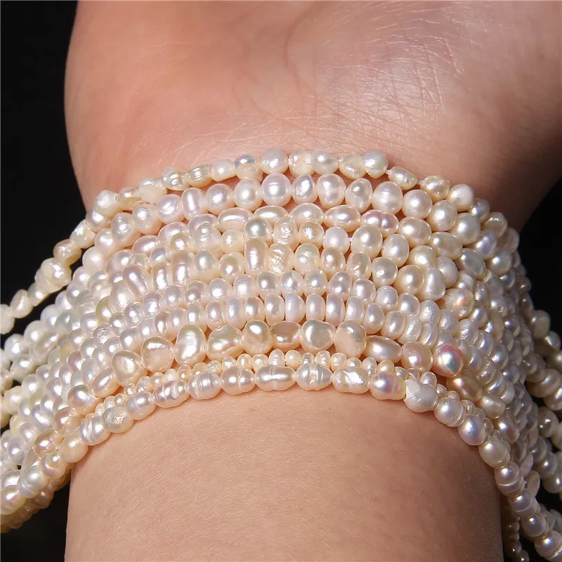 Бусины Из Натурального пресноводного жемчуга бисер белого цвета для