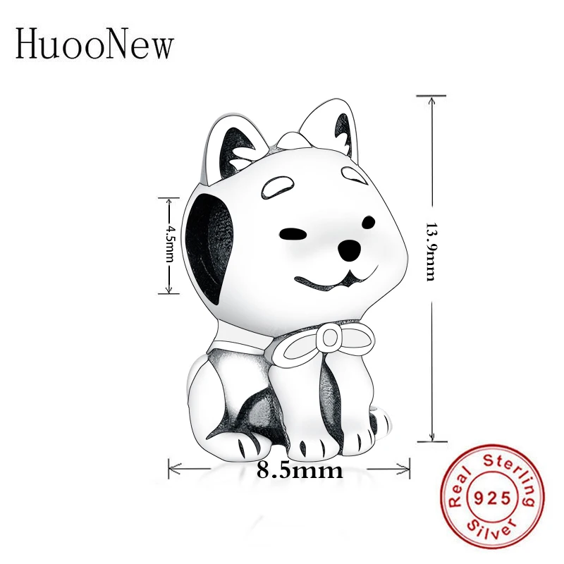 

Fit Original Pandora Charm Bracelet Real 925 Silver Japanese Akita Inu Dog Bead With Enamel For Making Women Berloque 2020 DIY