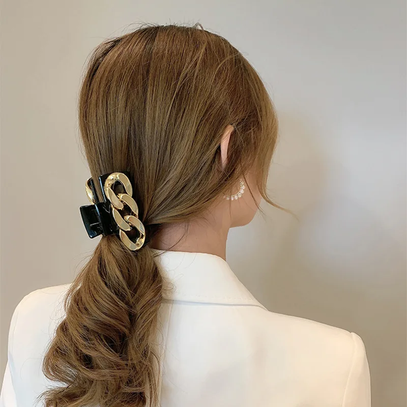 

Fashion Chain Hair Claws Elegant Acrylic Hairpins Barrette Crab Hair Clip Headwear for Women Girls Hair Accessories Make UP Tool