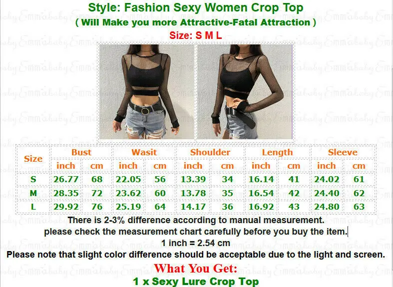 

Hot Sell Women Sexy See Through Black Mesh Fishnet Crop Top Ladies Long Sleeve O-neck Female T-Shirt
