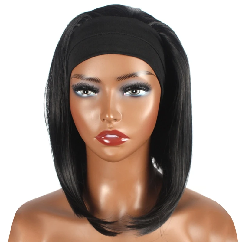 

Straight Synthetic Headband Wig Glueless Bob Wigs Black Women Front Wig Short Head band Wig