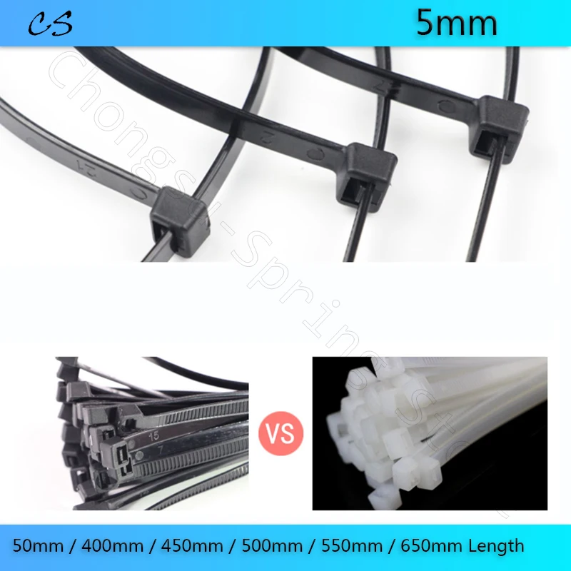 

20PCS 5mm Width Self-locking Plastic Nylon Tie White Black Cable Tie Nylon Cable Tie Fastening Ring Cable Tie Zip Wraps Strap