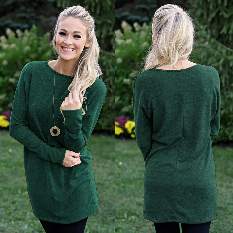 Хлопковый свободный свитер с длинными рукавами и вышивкой женское платье