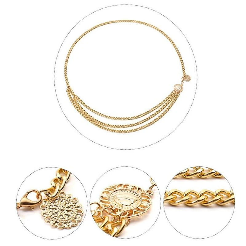 

Women's Metal Thin metal Belt Ladies Simple Wild Summer Dress Charm Body Chain Jewelry Casual Female Aluminum chain waist chain