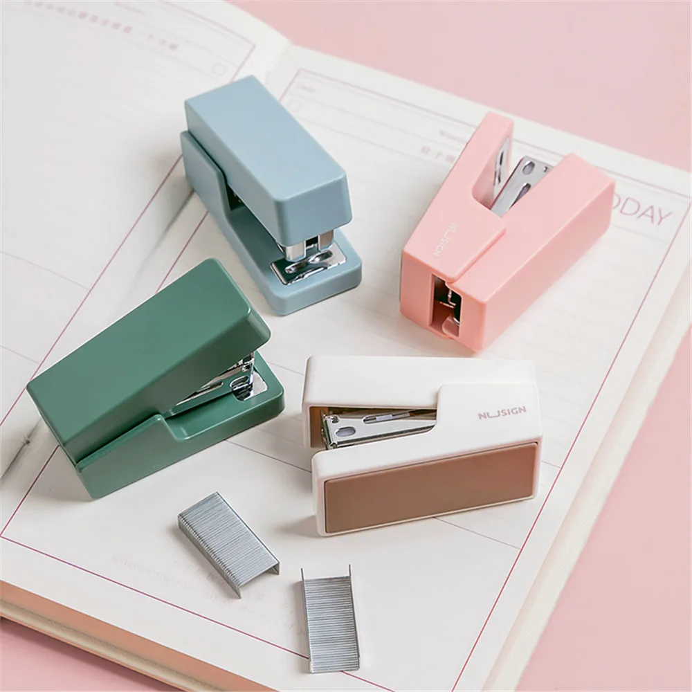 

Однотонный степлер, бумага для документов, эргономичный степлер, набор школьных и офисных принадлежностей, милые канцелярские принадлежно...