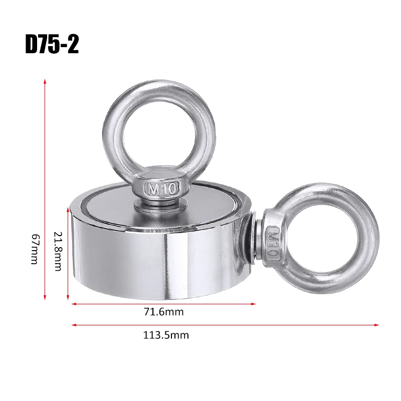 500kg Powerful Round Neodymium Magnet Hook strong Salvage Magnet Sea Fishing Equipments Holder with Ring hunter holder+20M Rope