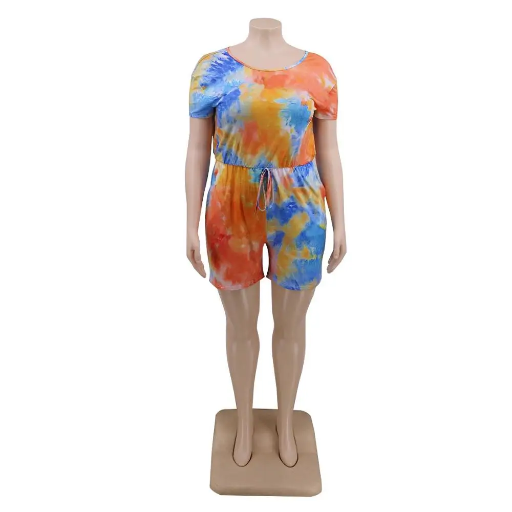 Plus Size Jumpsuits For Ladies Fat Short Sleeve 2020 New Summer Print Daily Wear Fashion Short Jumpsuits Wholesale Lots Bulks