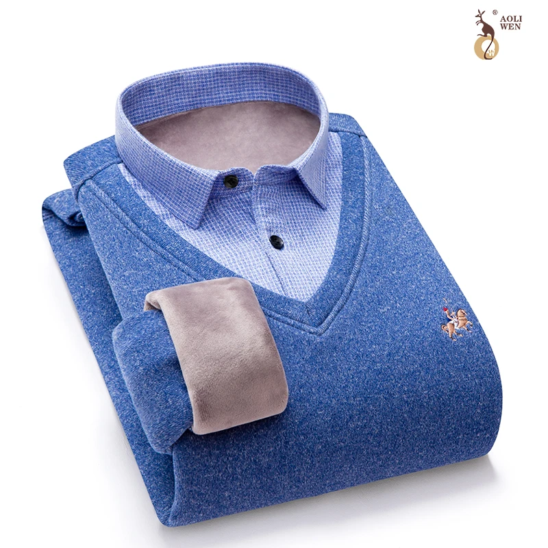 

Мужской Хлопковый свитер с длинным рукавом, V-образным вырезом