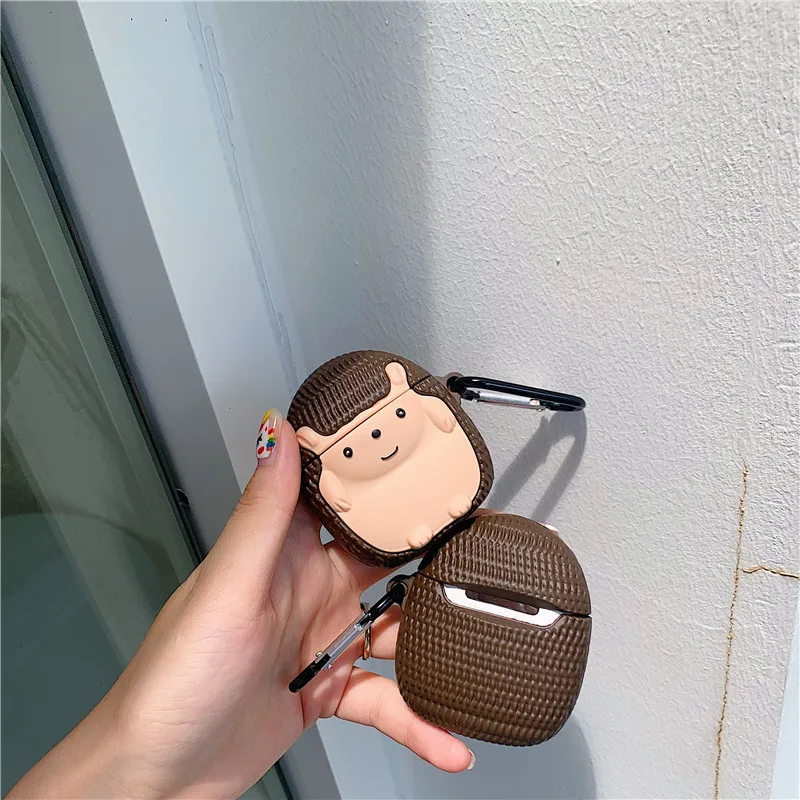 Для Airpods чехол Ежик милый мультяшный мягкий силиконовый беспроводной Чехол для