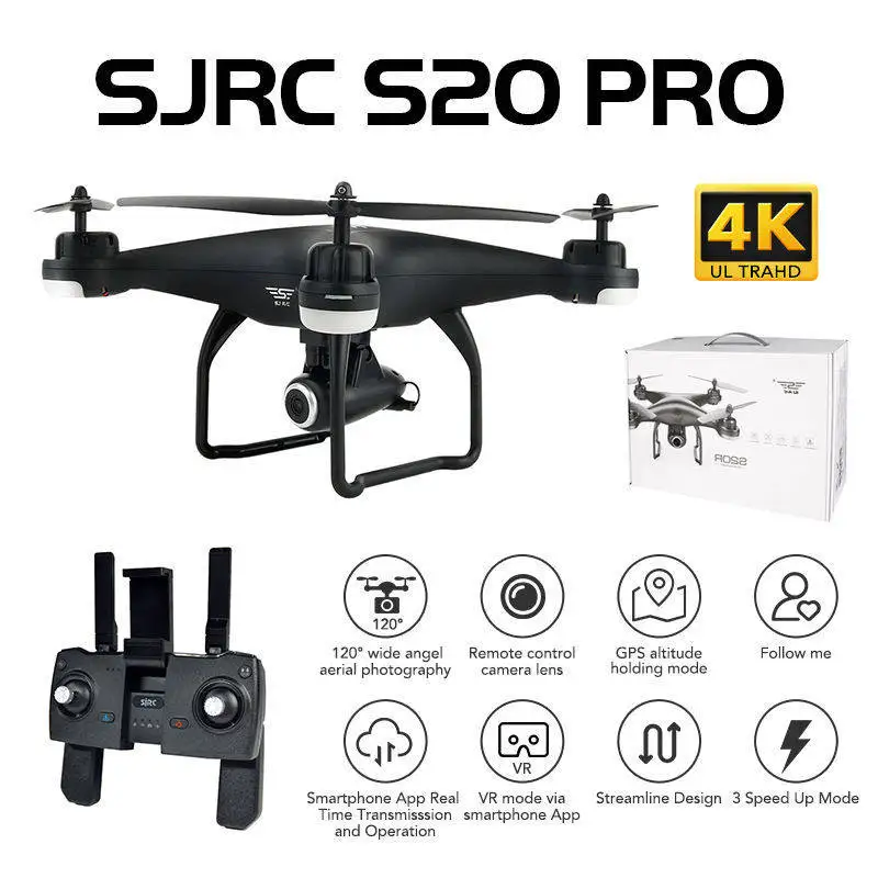 SJRC S20 PRO 5G WIFI FPV Double GPS Altitude Hold With 4K Wide Angle Camera and VR Mode Dynamic Follow RC Drone Quadcopter RTF |