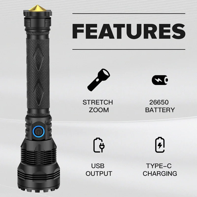 2020 Newest Quad-core Most Powerful LED Flashlight XLamp XHP70.2 XPH50.2 Zoomable 3 lighting modes Torch Use 26650 for Camp | Лампы и