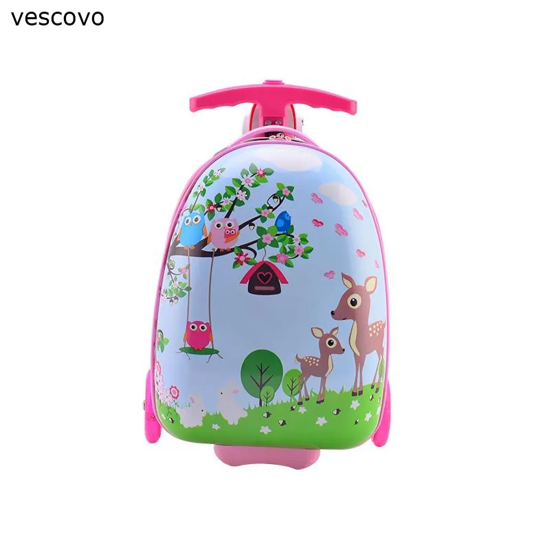 vescovo 16&quot inch child cartoon scooter luggage cute carry on trolley suitcase rolling for kids | Багаж и сумки