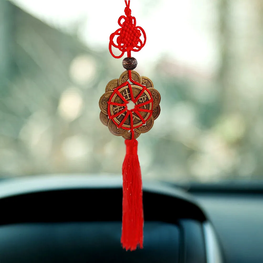 Красный китайский узел монеты колокольчик с кисточками для удачи Безопасное
