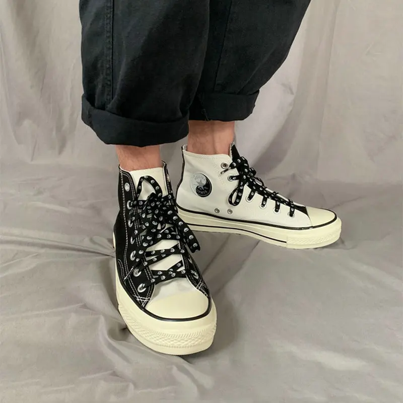 Кроссовки мужские на шнуровке Вулканизированная подошва высокие модная обувь