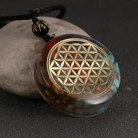 flower of life 7 chakras orgone pendnat necklace chips gravel amulet energy generator copper patch orgonite balance jewelry
