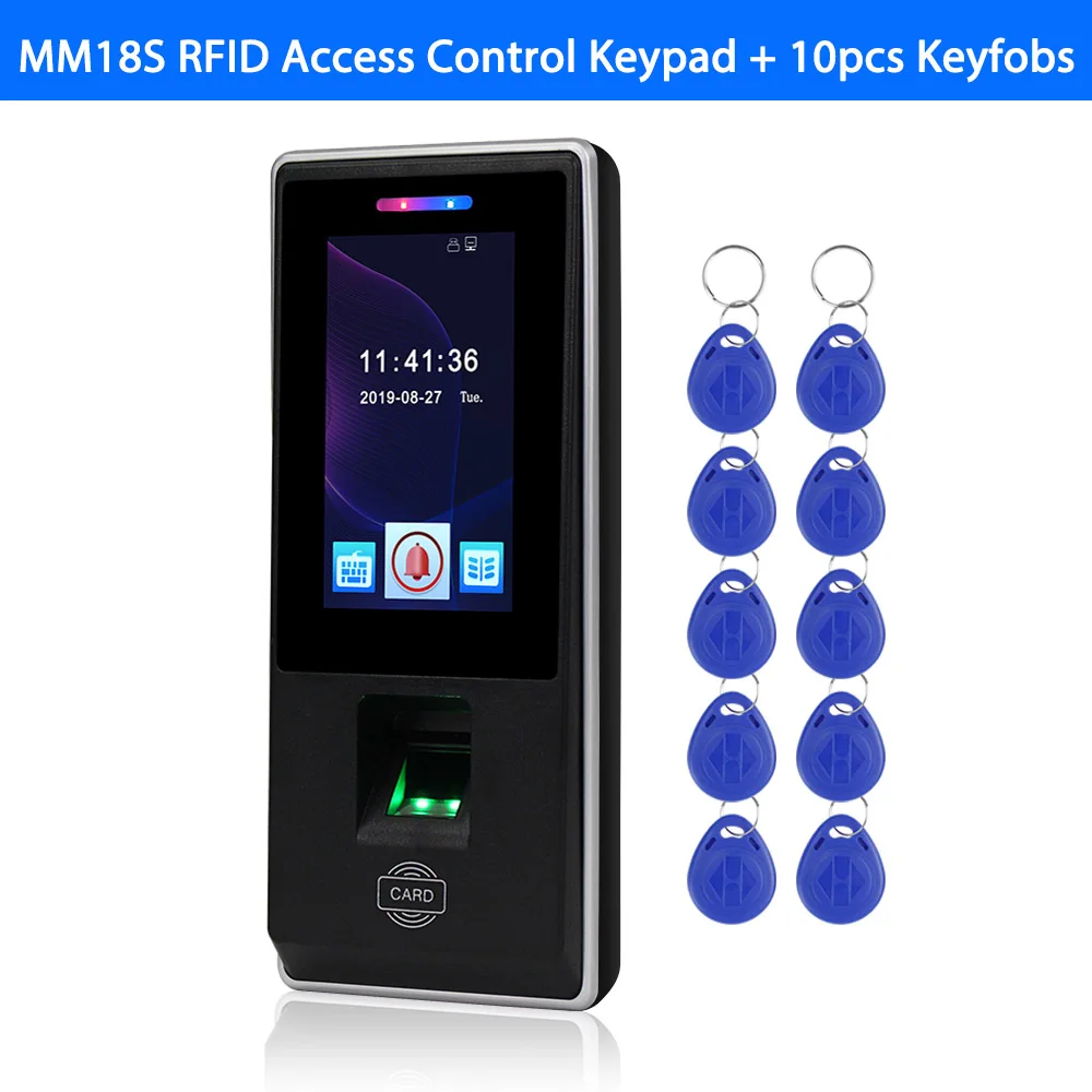 MM18S with Keys 4,3 дюймов цветной сенсорный экран Клавиатура контроля доступа RFID карта клавиатура отпечатков пальцев биометрика время посещаемости для двери замки системы - Цвет: MM18S with Keys
