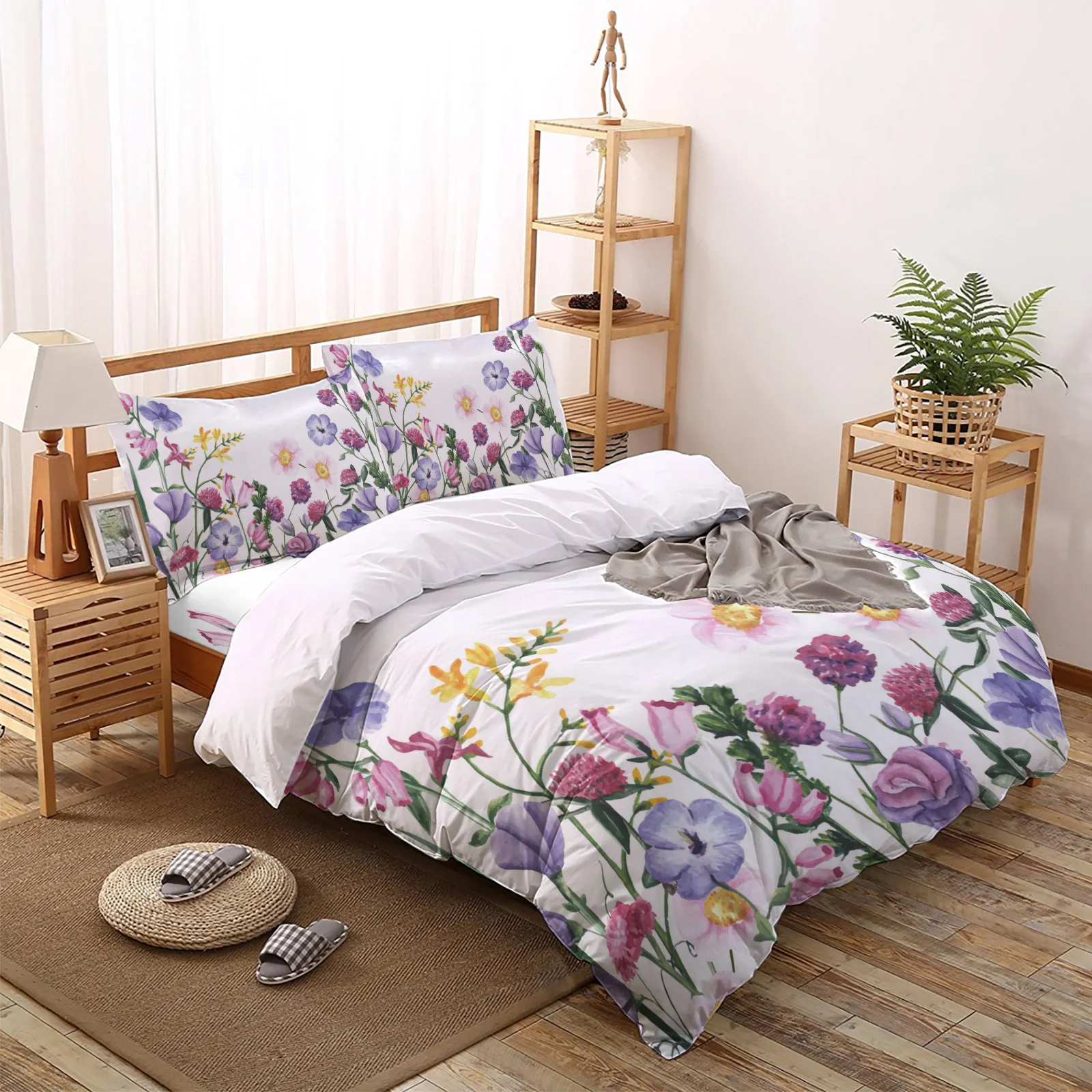 

Color Flower Watercolor Plant Bedding Set For Home Duvet Cover Set Bedclothes Bed Linens Sheet Queen King Size Qulit Covers