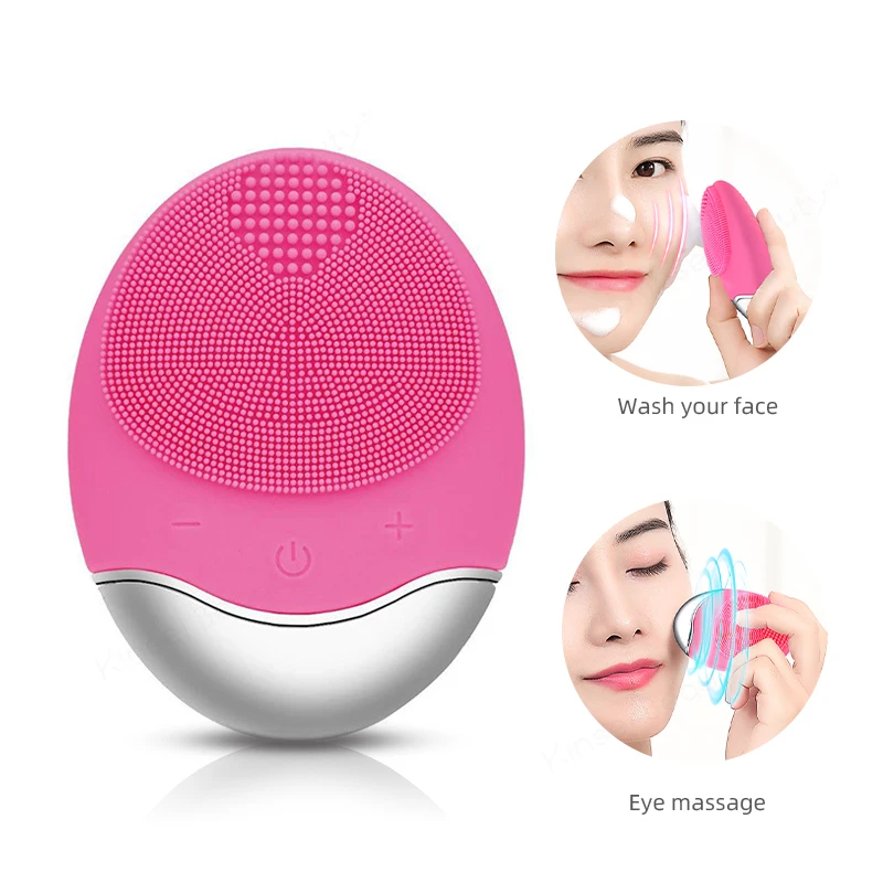 

Электрическая ультразвуковая силиконовая щетка для чистки лица, Электрический ультразвуковой вибрирующий массажер для лица, миниатюрная Глубокая очистка пор