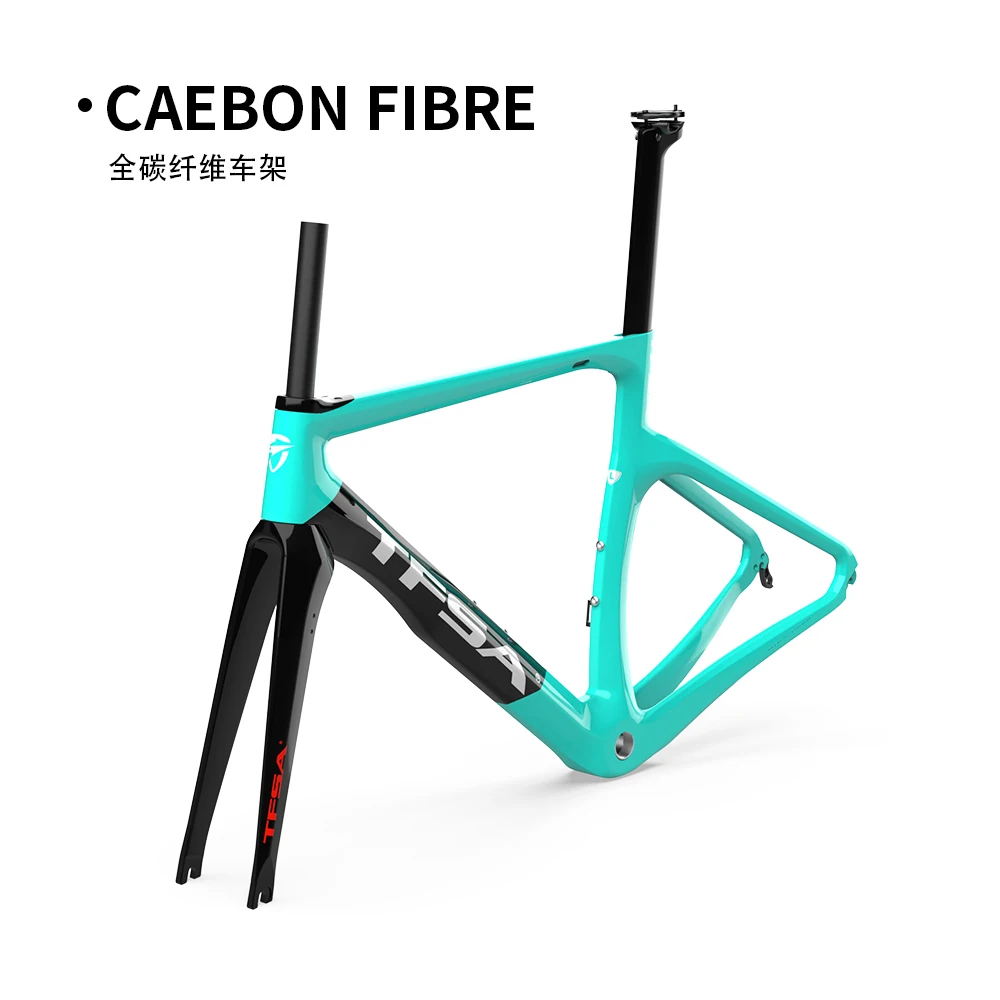 

TFSA Carbon Fiber Road Bike Frame Single Hole V Brake Rim Brake T1000-40T Original Carbon Fiber Products Portafoto Cuadro