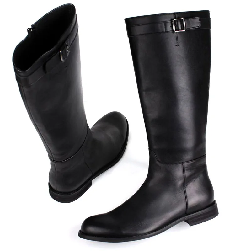 Мужские брендовые мотоциклетные сапоги до колена на молнии в британском стиле из