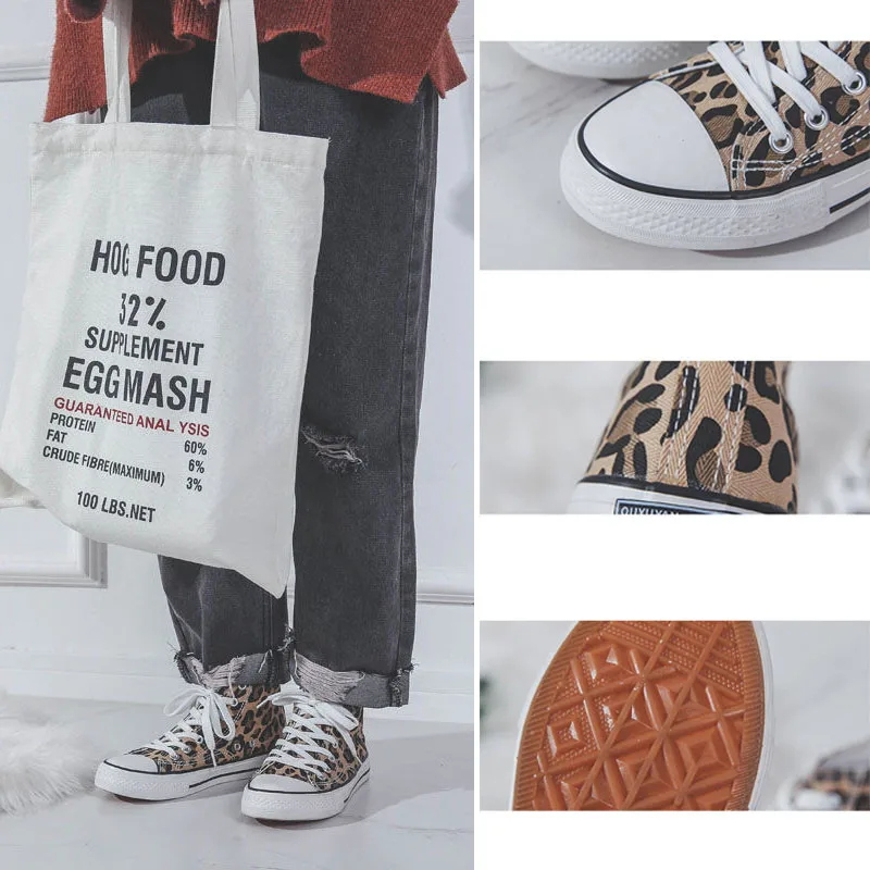 

2021 New Leopard High-top Canvas Shoes Harajuku Sneakers Fashion New Lace-up Flat Shoes Women Classic Streetwear Wild Zapatos