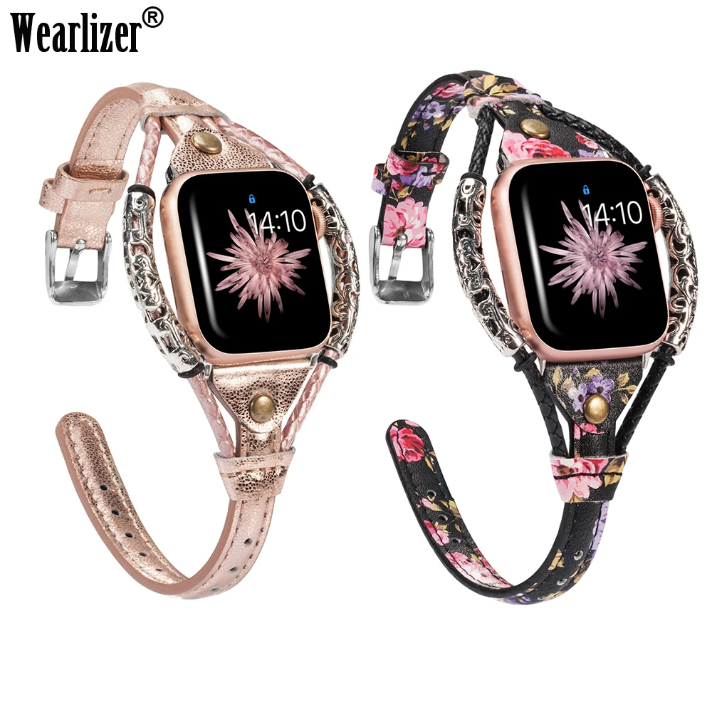 Винтажный кожаный ремешок для Apple Watch Band женский твист полоса ремешок заклепки с металлической веревкой браслет нарядный стильный iwatch серия