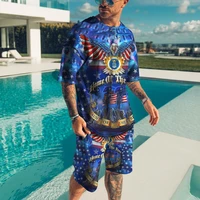 sports suit summer 3d printing the king mens t shirt shorts suit sportswear sportswear o neck short sleeved mens clothing suit
