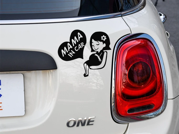Fashionable Pregnant Mother Mom Cute Creative Decal Truck Windshield Fashion Pvc Car Sticker Black/white 19cm*17cm | Автомобили и