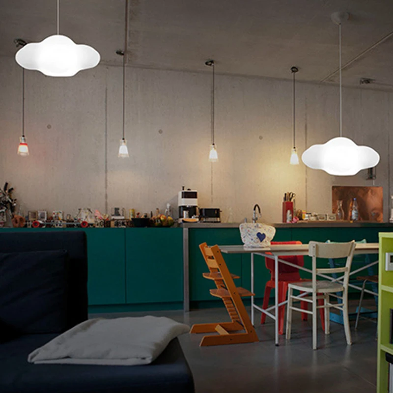 Креативная белая пластиковая люстра в форме облака подвесной светильник для