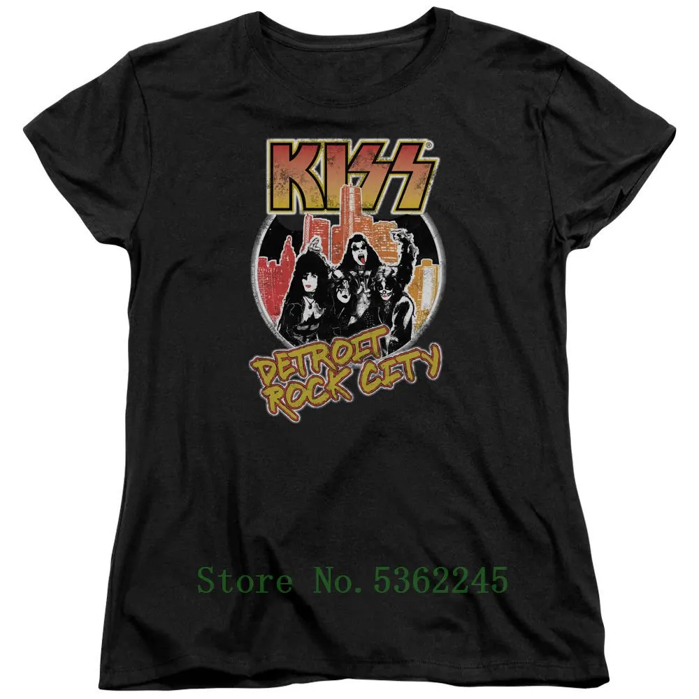 Kiss Rock Band Detroit City женская футболка в винтажном стиле все размеры Мужская брендовая