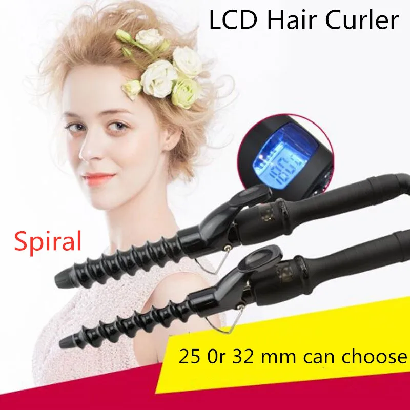 Щипцы для завивки волос спиральные щипцы Быстрое нагревание ЖКД электрические