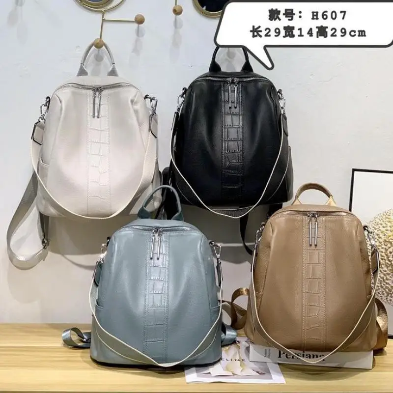 

Fashion Genuine Leather Backpack Women Multifunction Lady Shoulder Bag Cowhide Causal Female Leather Backpack Travel Bag