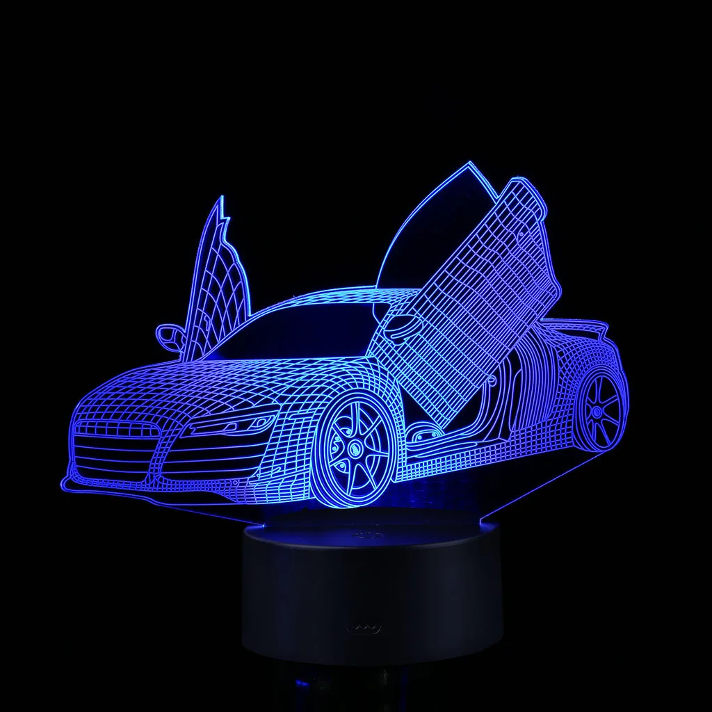 

2021 крутая светодиодная 3d-лампа Supercar с USB, модный большой туристический автомобиль, ночник для мальчиков, детские подарки, домашняя спальня, с...