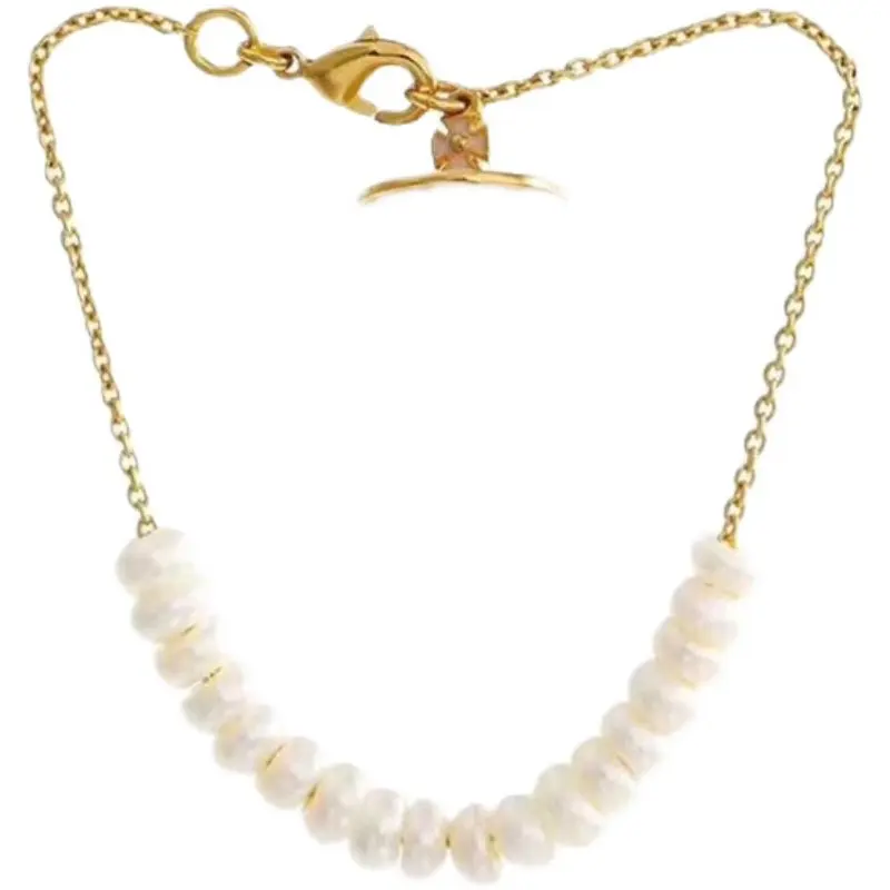 

Kenzero Pearl Flat round Fresh Water Gold Necklace Bracelet