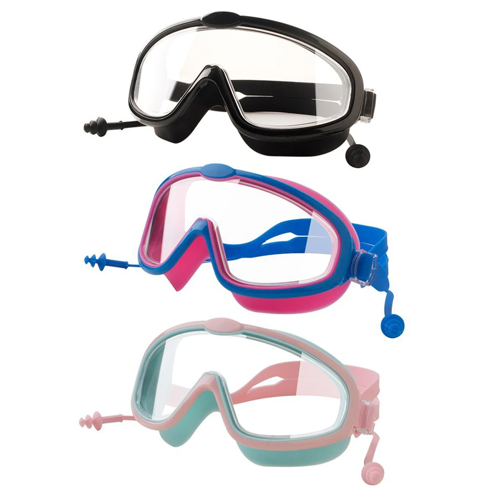 

Детские регулируемые плавательные очки с затычками для ушей, водонепроницаемые очки, плавательные очки с защитой от запотевания для мальчи...