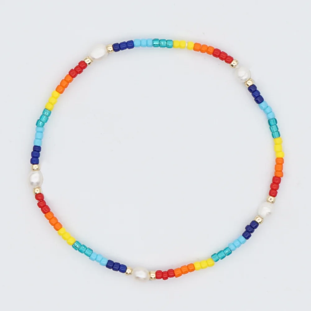 

Bohemian Personality Fashion Pearl Bracelet Female Fine Girlfriends Sisters Bracelets Rainbow Color Jewelry Bangle