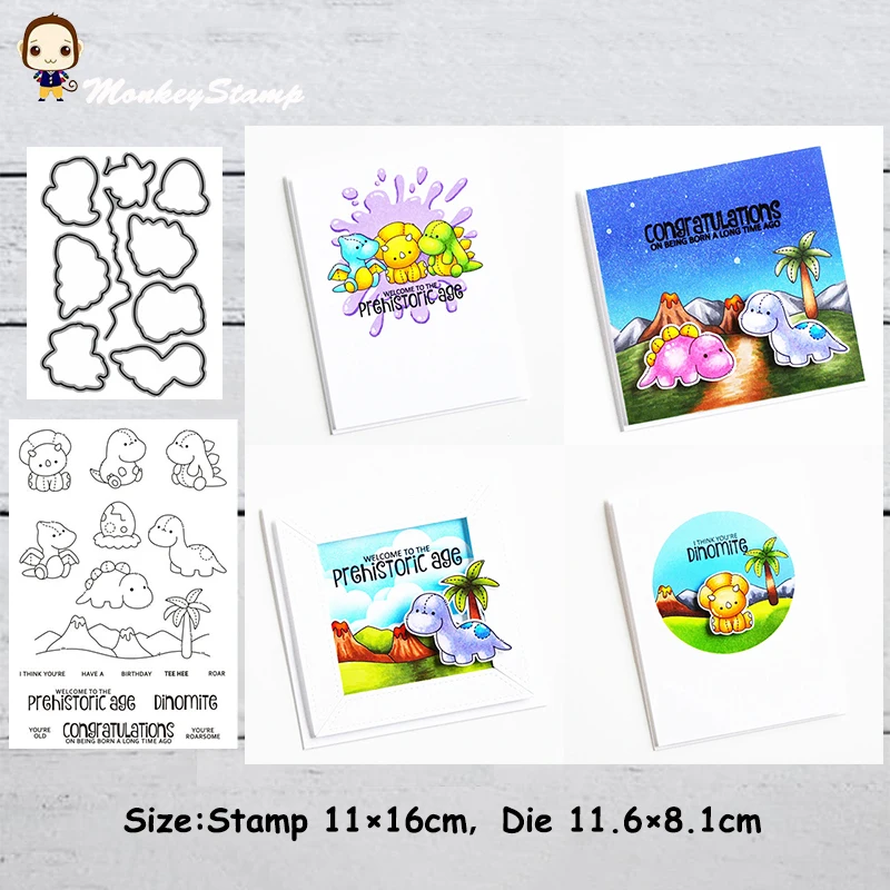 Обезьяна примитивный динозавр металлические штампы и трафарет для скрапбукинга