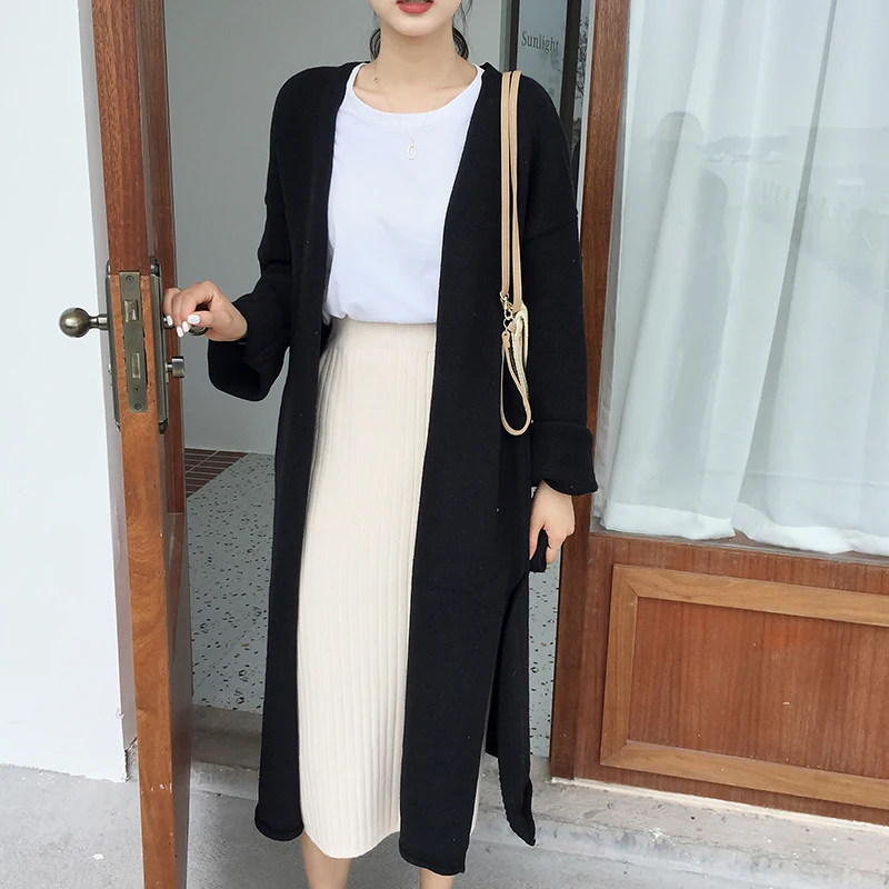 

Genayooa Autumn Winter Knitted Women Cardigan Sweater Long Sleeve Casual Cardigan Coat With Belt Cardigan Femme Jumpers 2019