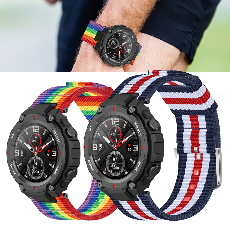 

Strap for Amazfit T-Rex Watch Band Canvas Nylon Replacemen Wristband Bracelet for Xiaomi Huami Amazfit T-Rex Band Belt With Tool