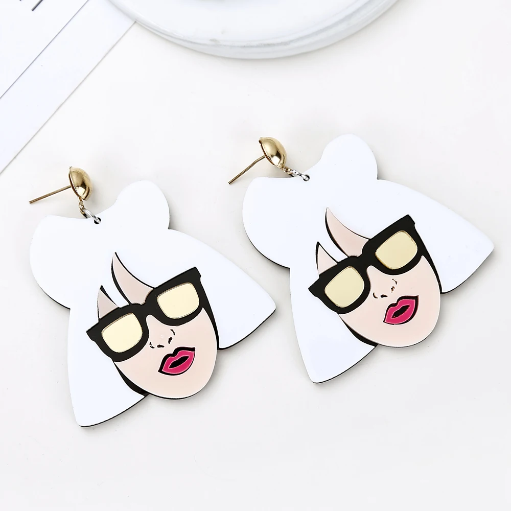 YAOLOGE Europe America Fashion Summer Acrylic Cute Girl Big Earrings Punk Hip-Hop Long For Women Party Club Jewelry | Украшения и