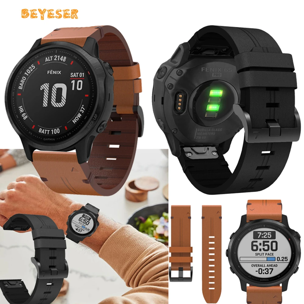 20 мм/22 мм/26 мм ремешок для часов быстро и легко подходит кожаный смарт Garmin Fenix 6/6X/6S