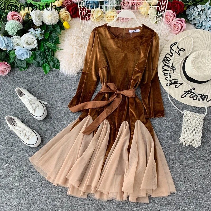 JoinYouth вечерние платья для женщин с бантом велюр элегантные длинные Vestidos