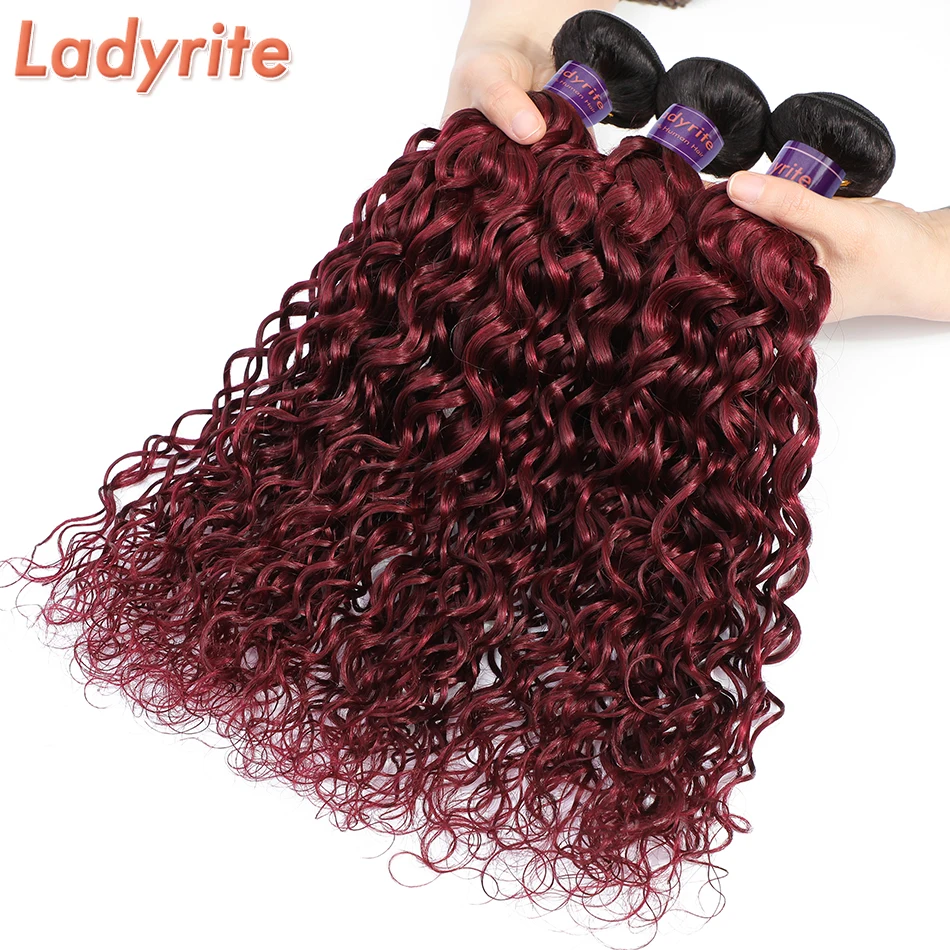 

Ladyrite бразильские волнистые 3/4 Пряди 16-28 дюймов 100% Remy человеческие волосы пряди T1B/темно-Красного цвета вплетаемые волосы для наращивания