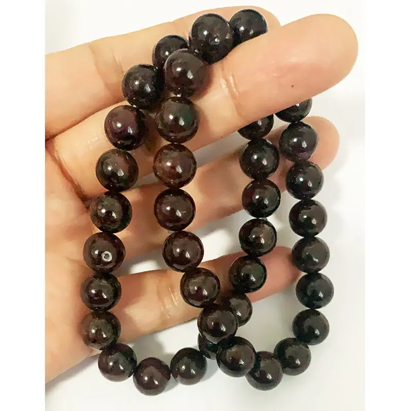 

Free Shipping Round Garnet Shell Agat Gems Natural Stone Stretchy Wholesale Bracelet 7.5-8inch