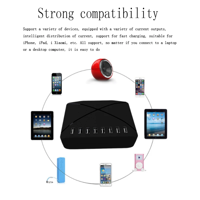 

8 USB Charger Quick Charge 2.4A Fast Charging Power Adapter Charger For Samsung iPhone 11 7 X 4 Ports Mobile Phone Charger