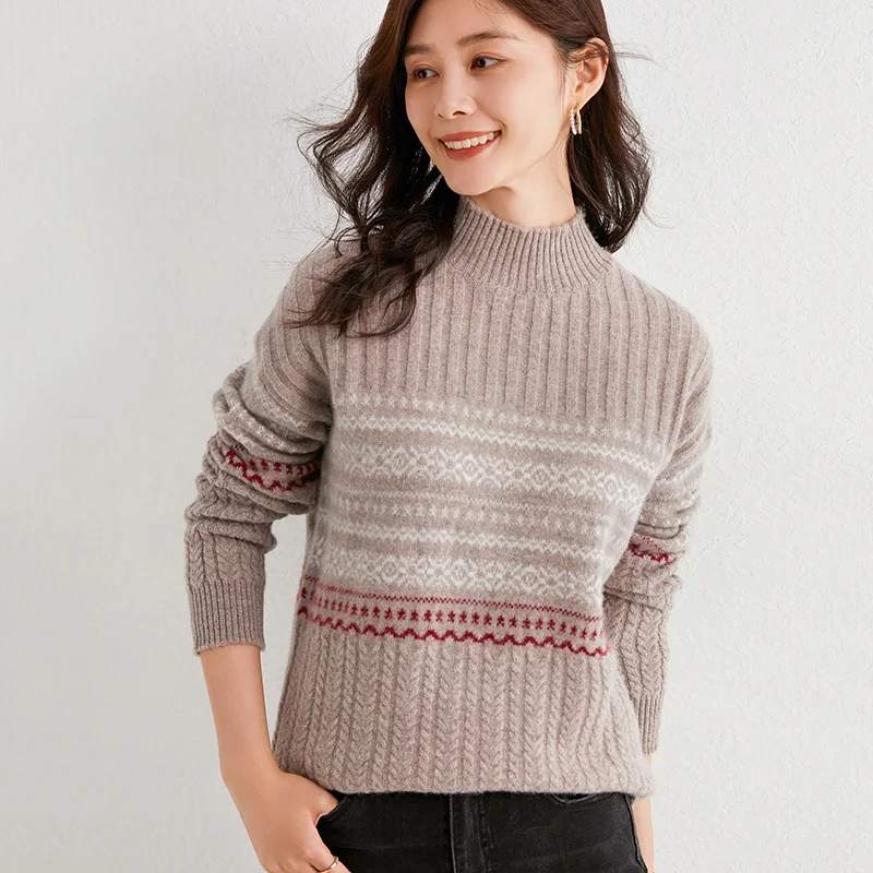 adishree 2020 woman winter 100% Cashmere sweaters and autumn knitted Pullovers High Quality Warm Female thickening Turtleneck